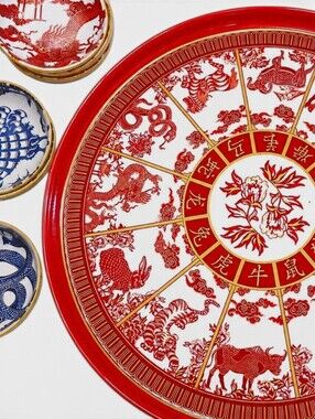 Rare Williams Sonoma Lunar New Year Chinese Zodiac Lazy Susan - Retired